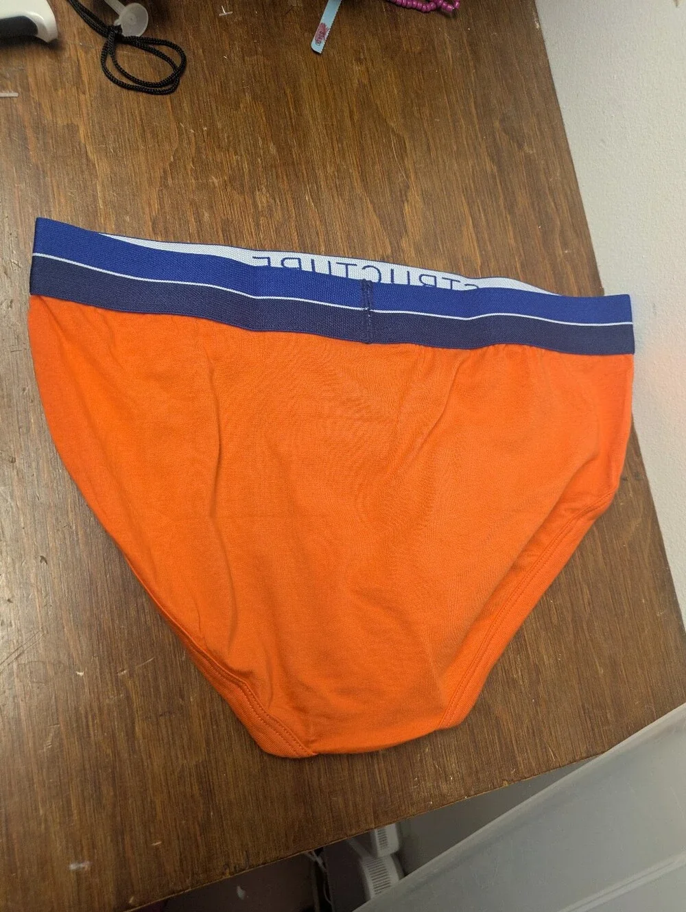 Sm 28-30 Structure Men’s Sport Briefs 2 Pk Blue, Orange 95% Cotton Soft Stretch